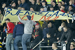 Brndbyfans med banner mod Per Bjerregaard, formand (Brndby IF)