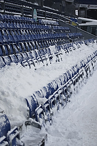 Sne p tribunerne p Brndby Stadion