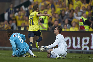 Dennis Rommedahl, mlscorer (Brndby IF), Patrick Mtiliga (FC Nordsjlland), Jesper Hansen (FC Nordsjlland)