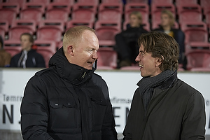 Glen Riddersholm, cheftrner (FC Midtjylland), Thomas Frank, cheftrner (Brndby IF)