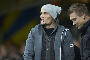 Mikkel Thygesen (Br�ndby IF) og Martin Albrechtsen (Br�ndby IF) p� Sydsiden