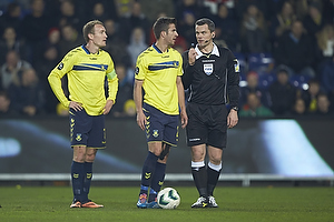 Thomas Kahlenberg, anfrer (Brndby IF), Ferhan Hasani (Brndby IF), Michael Tykgaard, dommer