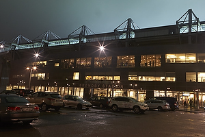 Brndby Stadions facade by night