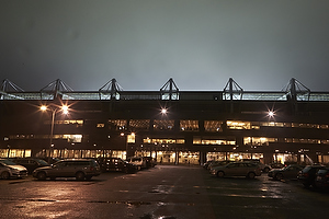 Brndby Stadions facade by night