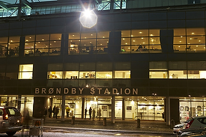 Brndby Stadions facade by night