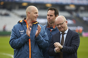 Claus Nrgaard, assistenttrner (Brndby IF), Jan Hoffmann, mlmandstrner  (Brndby IF), Per Rud, sportschef (Brndby IF)