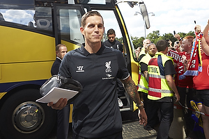 Daniel Agger (Liverpool FC) ankommer til Brndby Stadion