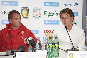 Brendan Rodgers, manager (Liverpool FC), Thomas Frank, cheftrner (Brndby IF)