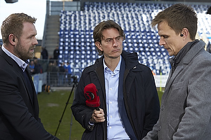 Joachim Boldsen (Viasat), Thomas Frank, cheftrner (Brndby IF), Jesper Grnkjr (Viasat)
