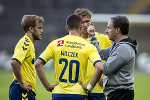 Teemu Pukki (Brndby IF), Kamil Wilczek (Brndby IF), Christian Jakobsen (Brndby IF), Alexander Zorniger, cheftrner (Brndby IF)