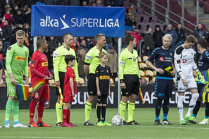 Patrick Mtiliga, anfrer (FC Nordsjlland), Jakob Kehlet, dommer, Johan Larsson, anfrer (Brndby IF)