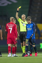 Simon Hedlund (Brndby IF), Peter Kjrdgaard-Andersen, dommer, Mikkel Rygaard (FC Nordsjlland)