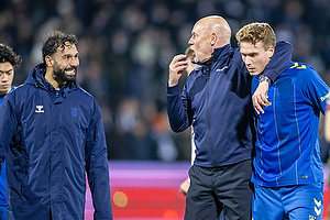 Sean Klaiber  (Br�ndby IF), Uwe R�sler, cheftr�ner  (Agf), Felix Beijmo  (Agf)